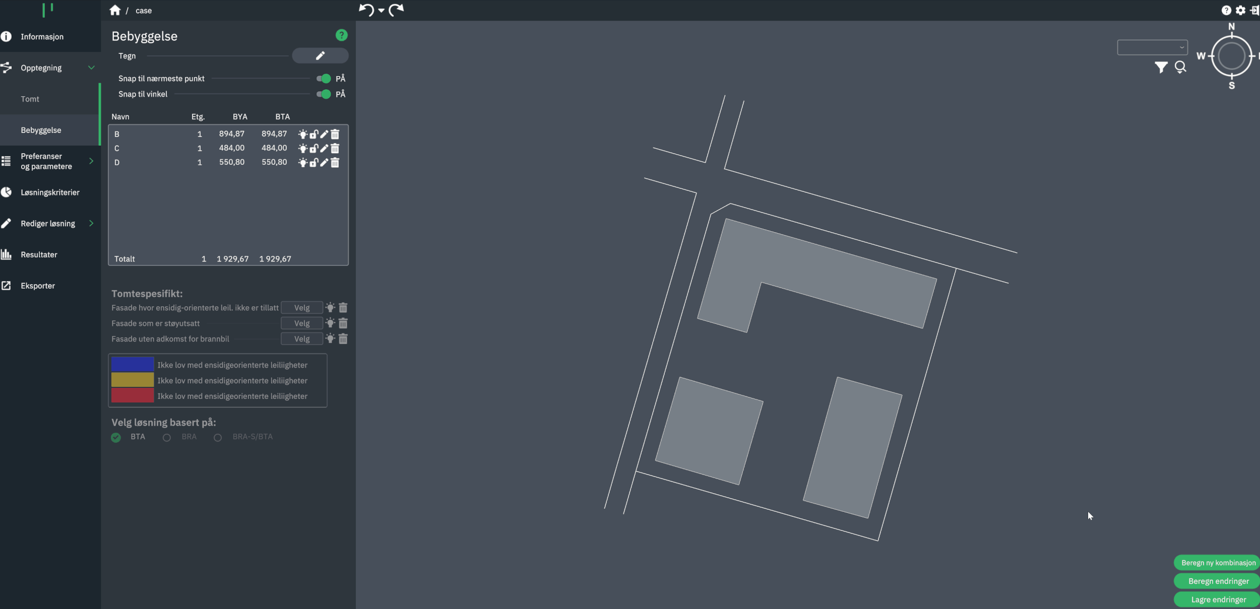 Building areas prepared for floor-plan generation in Parallelo