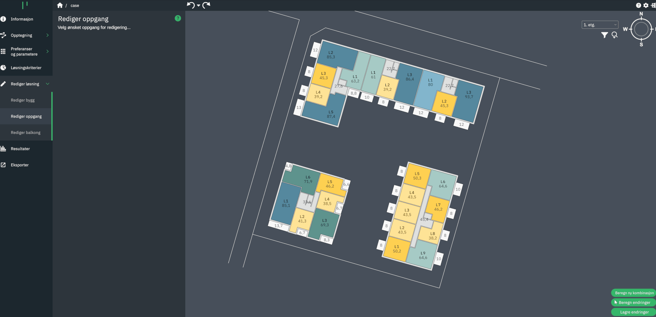 Generated apartment floor plans being refined in Parallelo